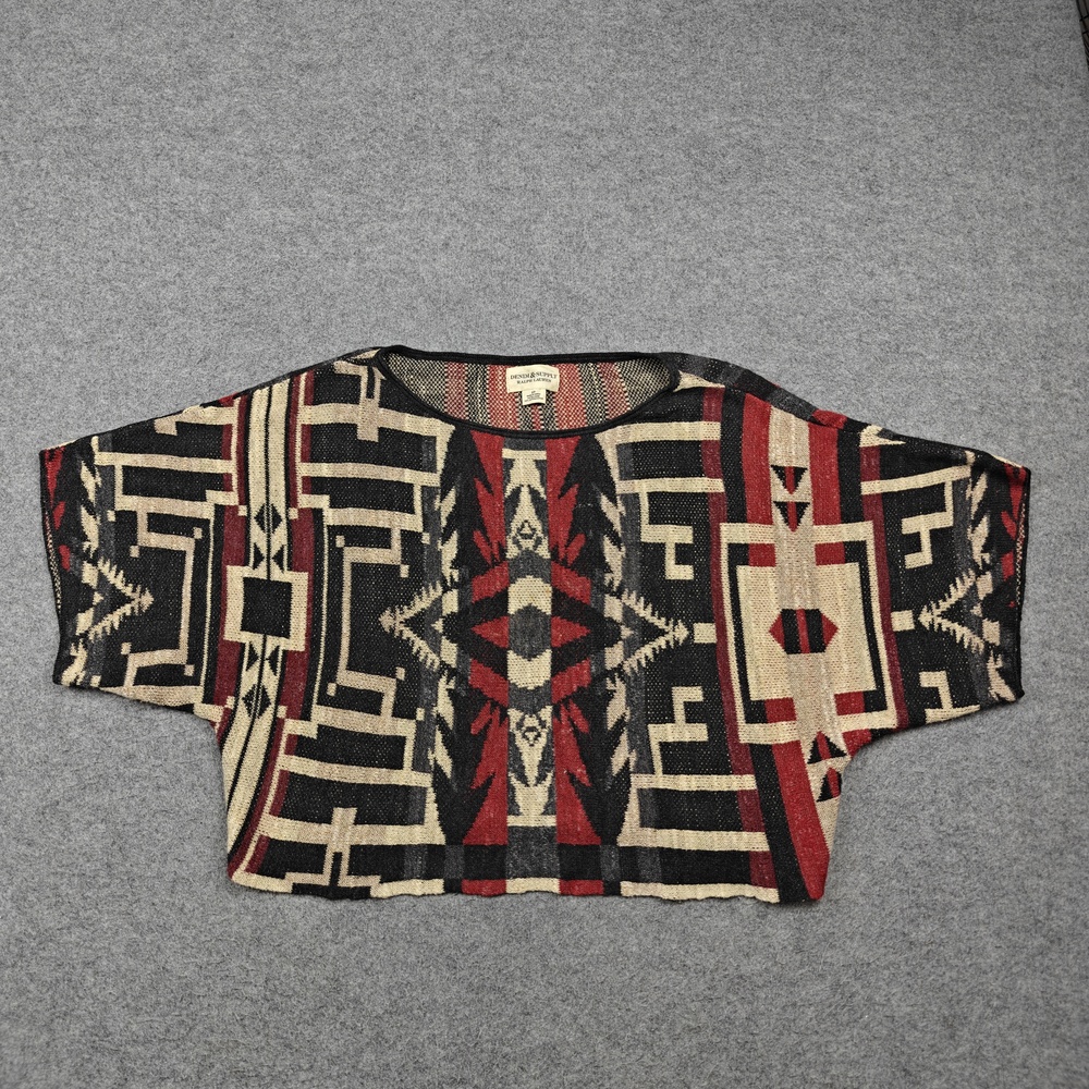Denim & Supply Ralph Lauren Sweater Womens Small Black Open-Knit Geometric